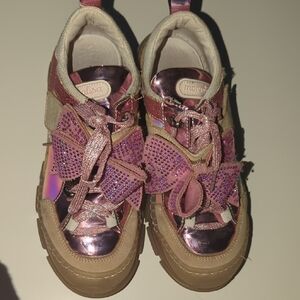 Girls' Pink Glitter Sneakers